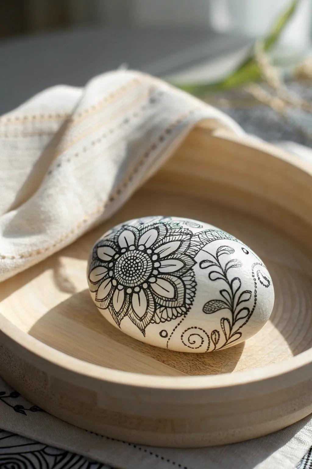 Embrace the elegance of simplicity with artful Zentangle stones, perfect for a chic, earthy vibe.