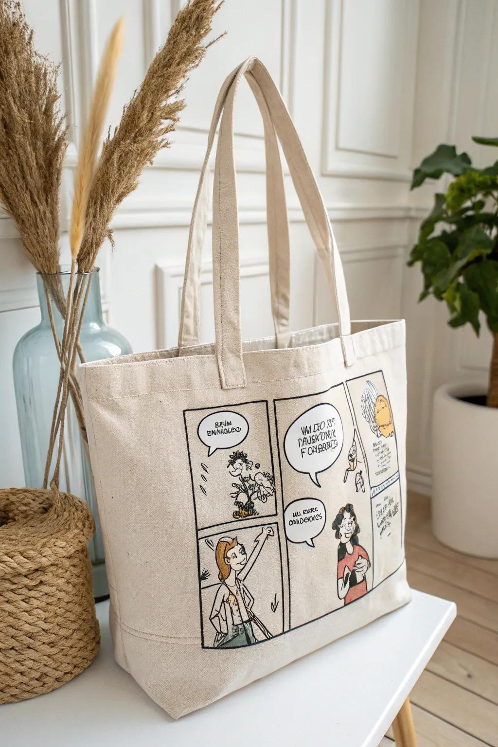 Carry your story with style: A tote that speaks volumes through graphic novel artistry.