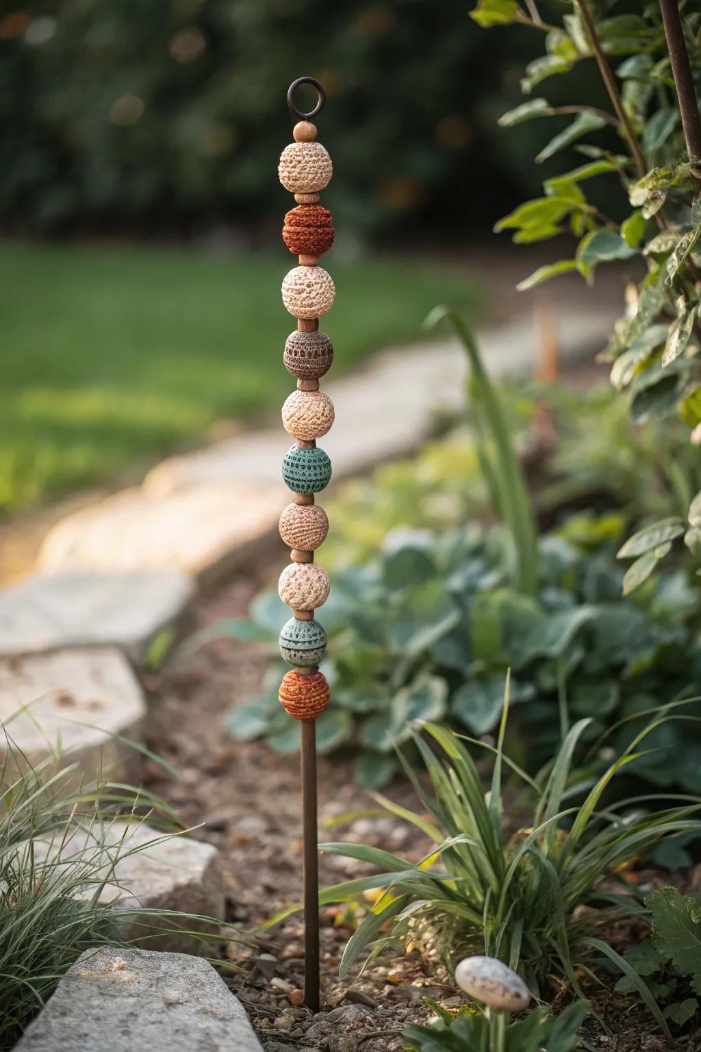 Add a touch of whimsy to your garden with these stunning beaded stakes, perfect for plant lovers with an eye for design.