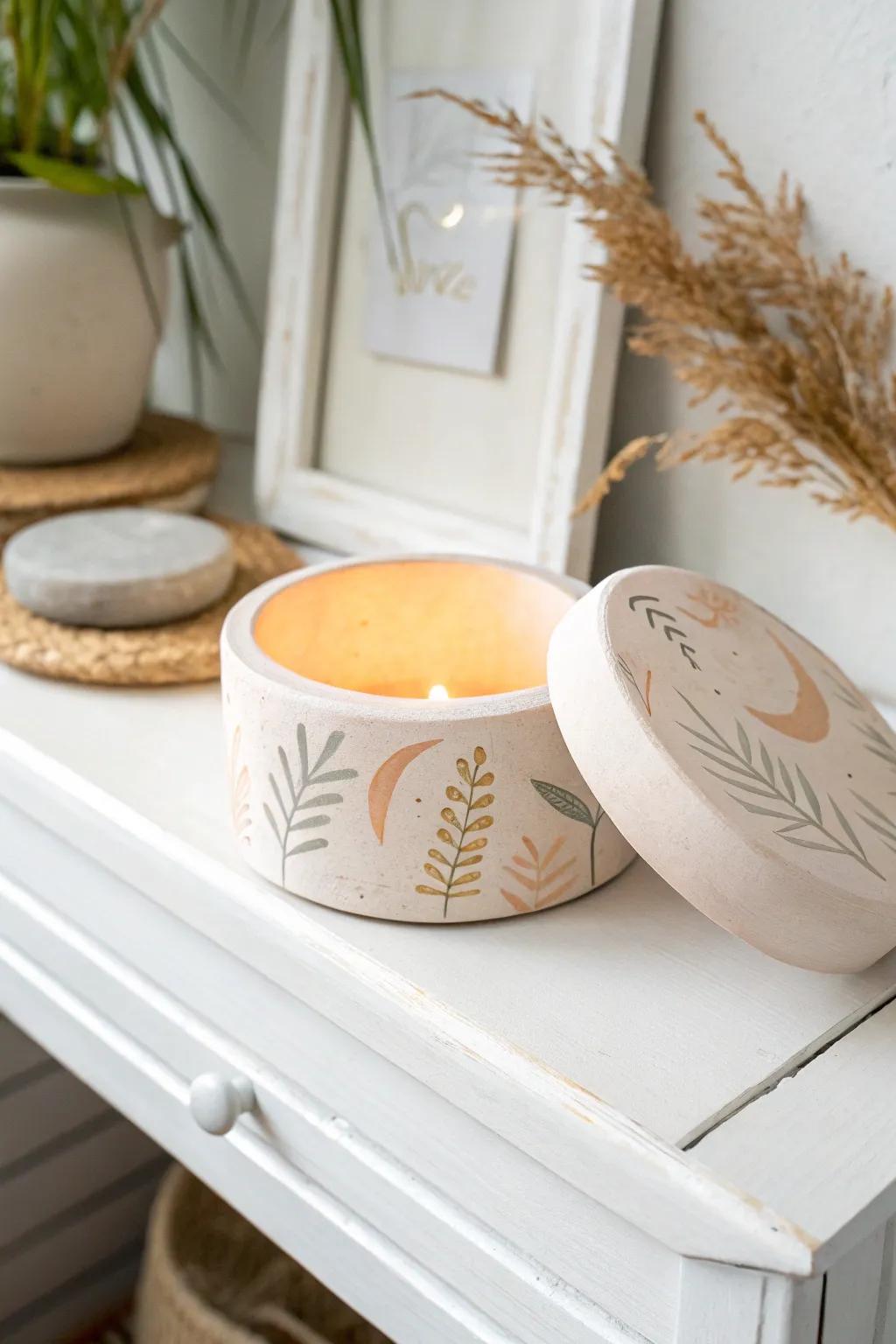 Illuminate your space with the charm of glow-in-the-dark clay boxes, blending Scandinavian simplicity with boho flair.