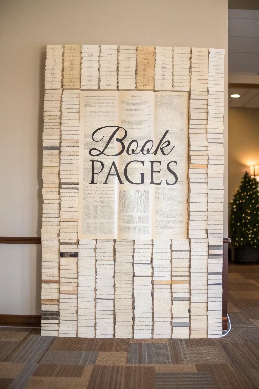 Striking wall art with layered book pages