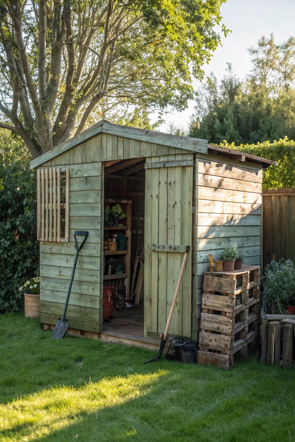 Elevate your storage game with this DIY lean-to shed featuring a robust pallet foundation.