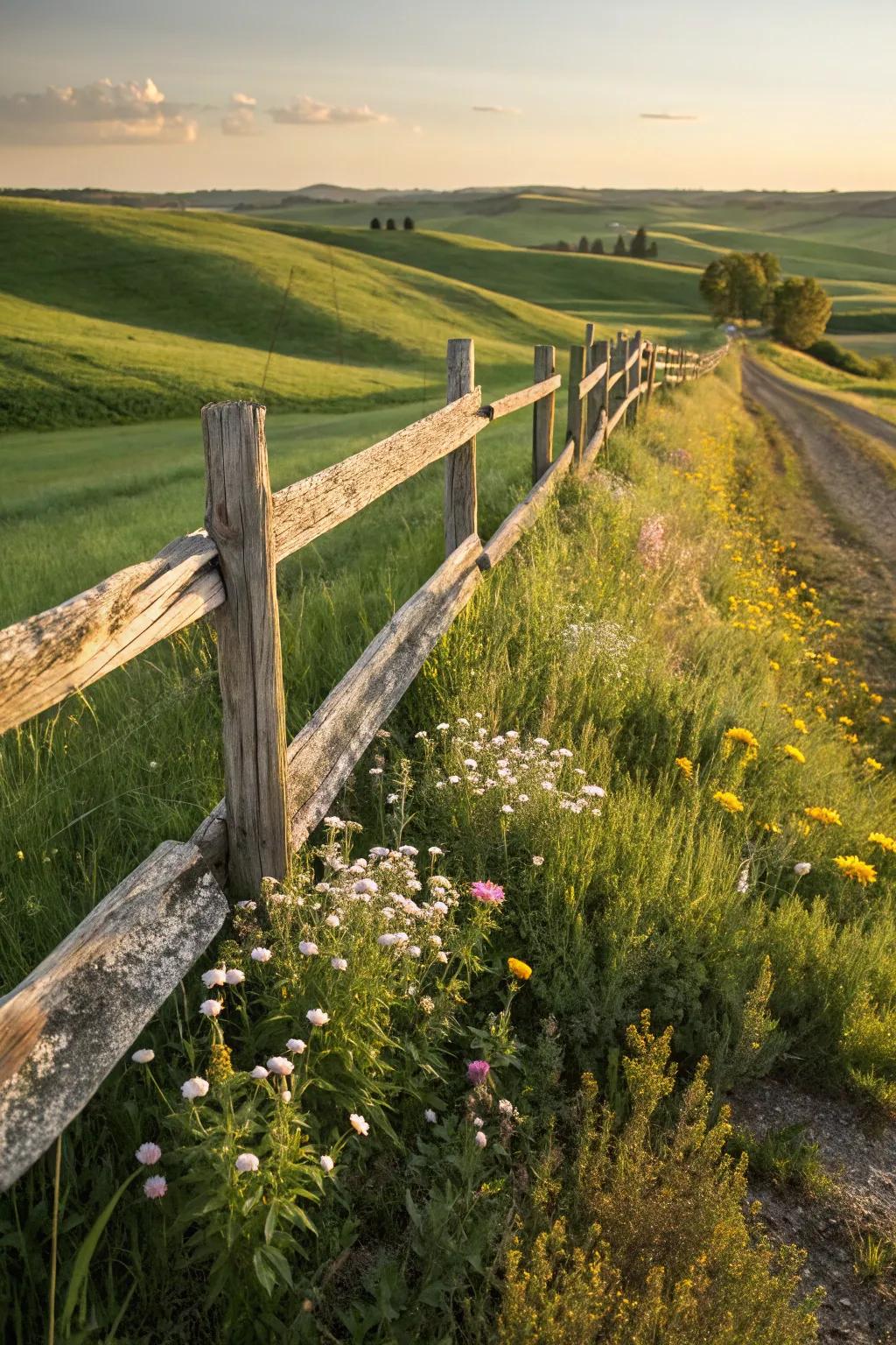 Craft your own rustic retreat with a charming split rail fence—where nature meets artistry.