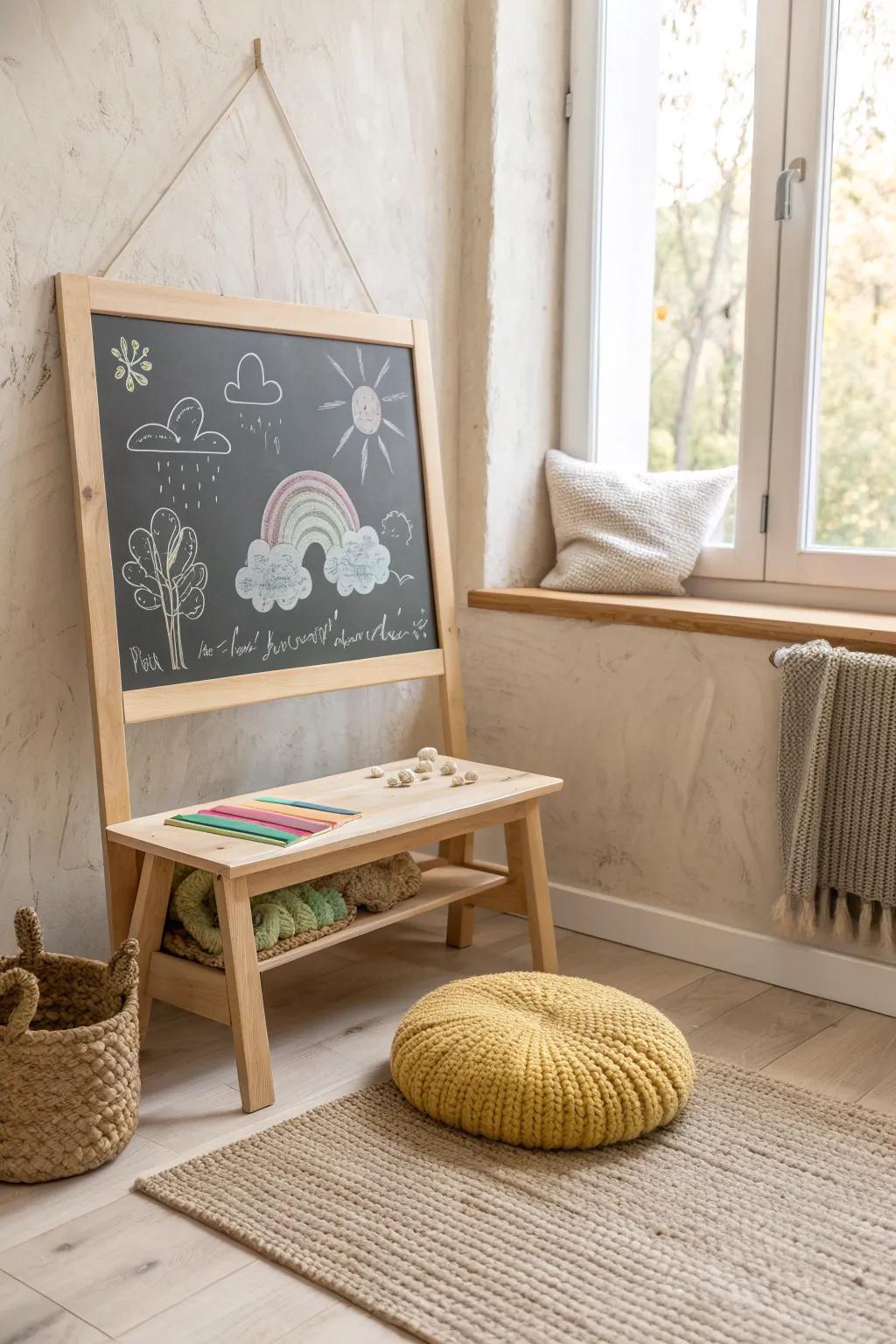 Unleash creativity in this charming storytelling nook, where simplicity meets imagination. 🌿✨