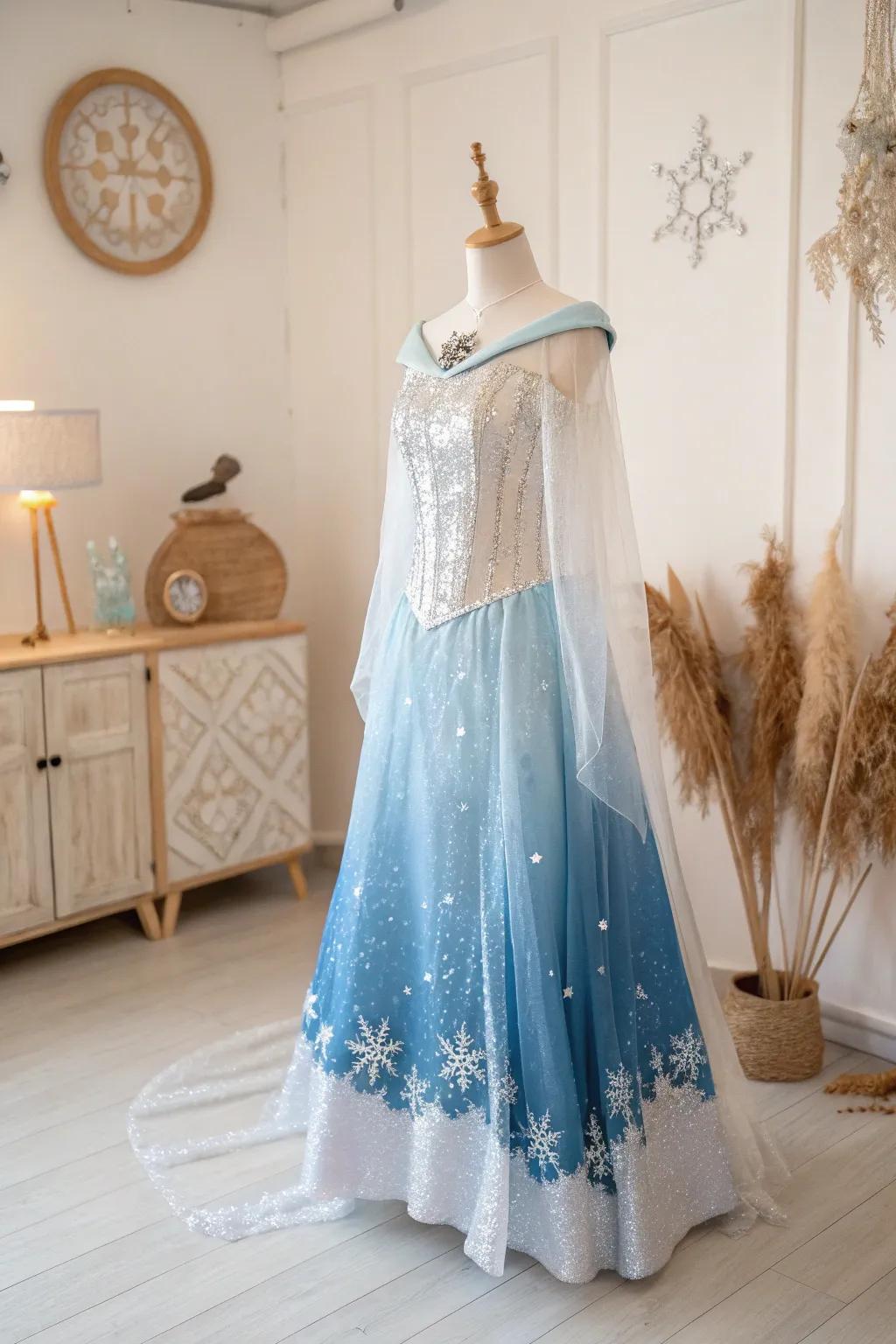 Step into a Winter Wonderland with this enchanting costume, where simplicity meets the magic of frost and snow.