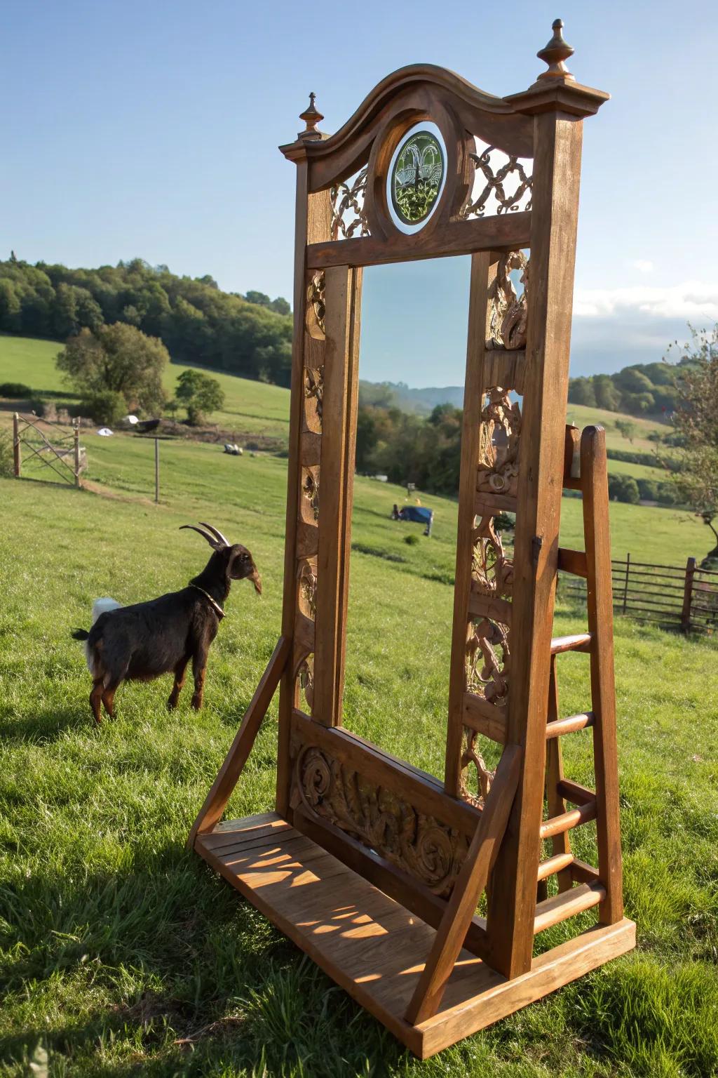 Reflective Play: A Crafted Oasis for Curious Goats