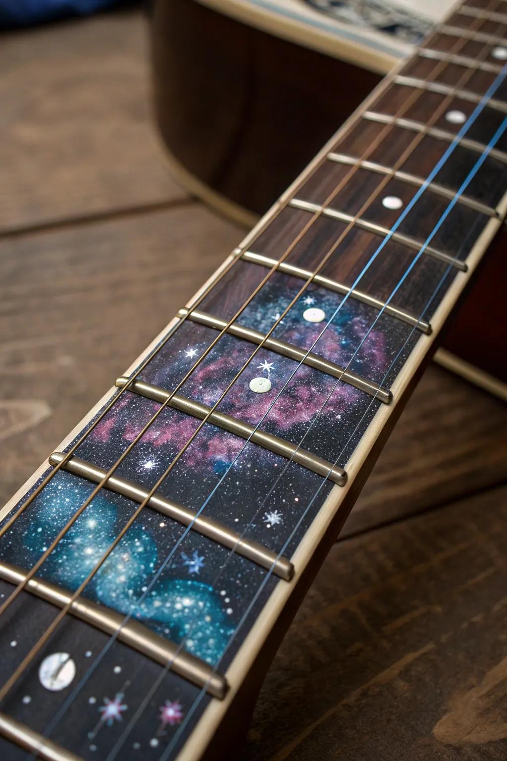 Hold the universe in your hands with this stunning galaxy inlay design.