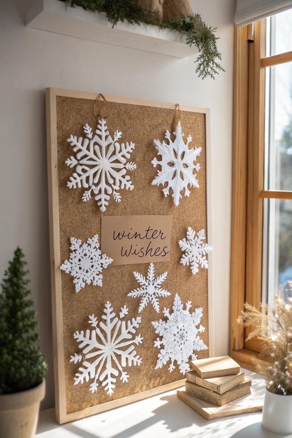 Capture the magic of winter dreams with our 'Winter Wishes' bulletin board. ✨❄️ #ScandinavianStyle #MinimalistBeauty