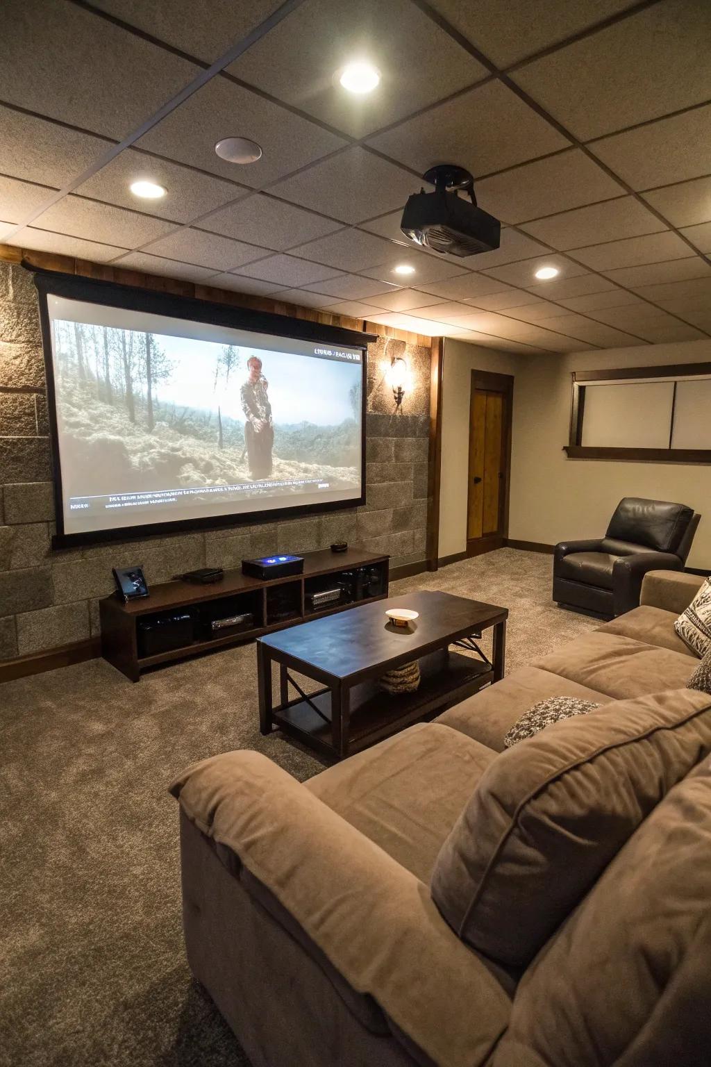 A projection screen turns your man cave into a mini theater.