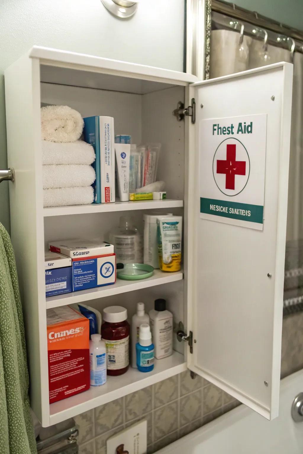 A dedicated first aid section ensures preparedness and peace of mind.