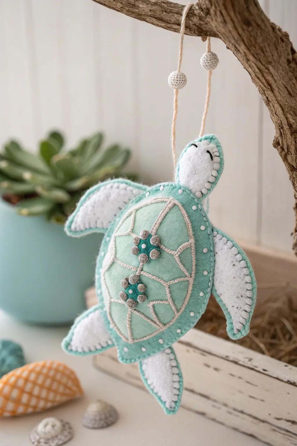 Bring a touch of whimsical sea life into your home with these charming sea turtle felt ornaments, where simplicity meets nature-inspired beauty.
