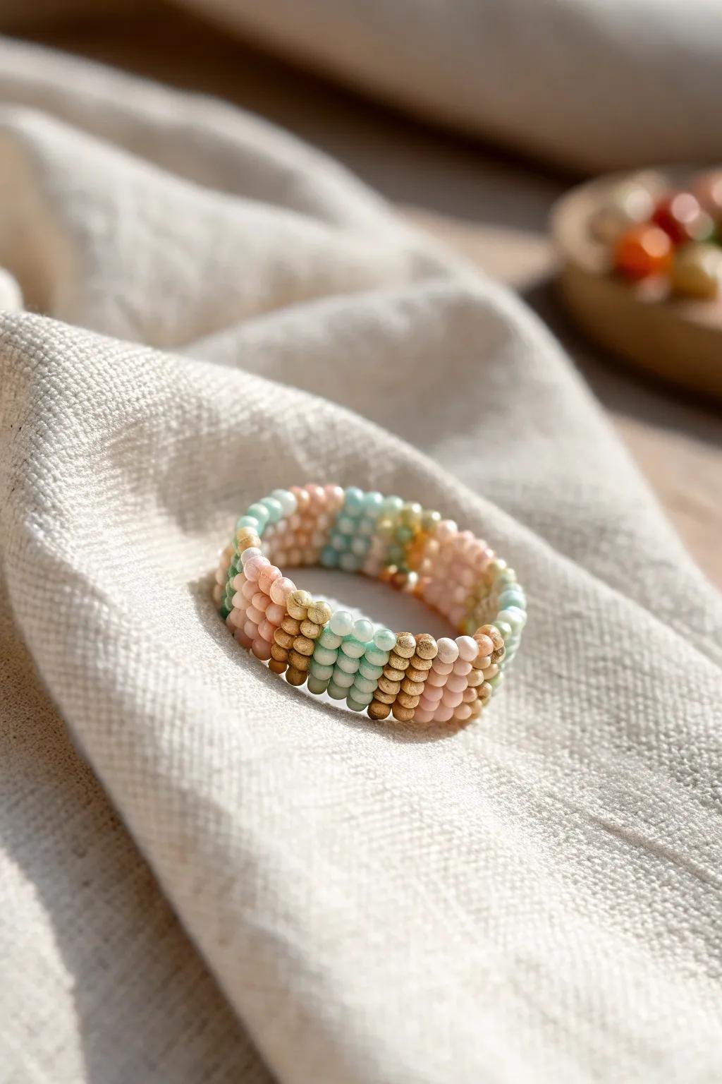 Discover the art of mixing styles with this exquisite seed bead ring—where minimalism meets Boho flair!