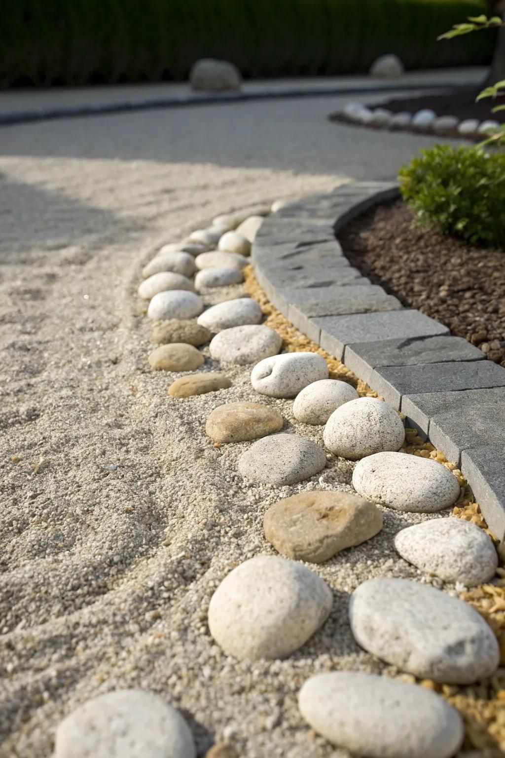 Embrace tranquility with Zen-inspired stone garden edging.