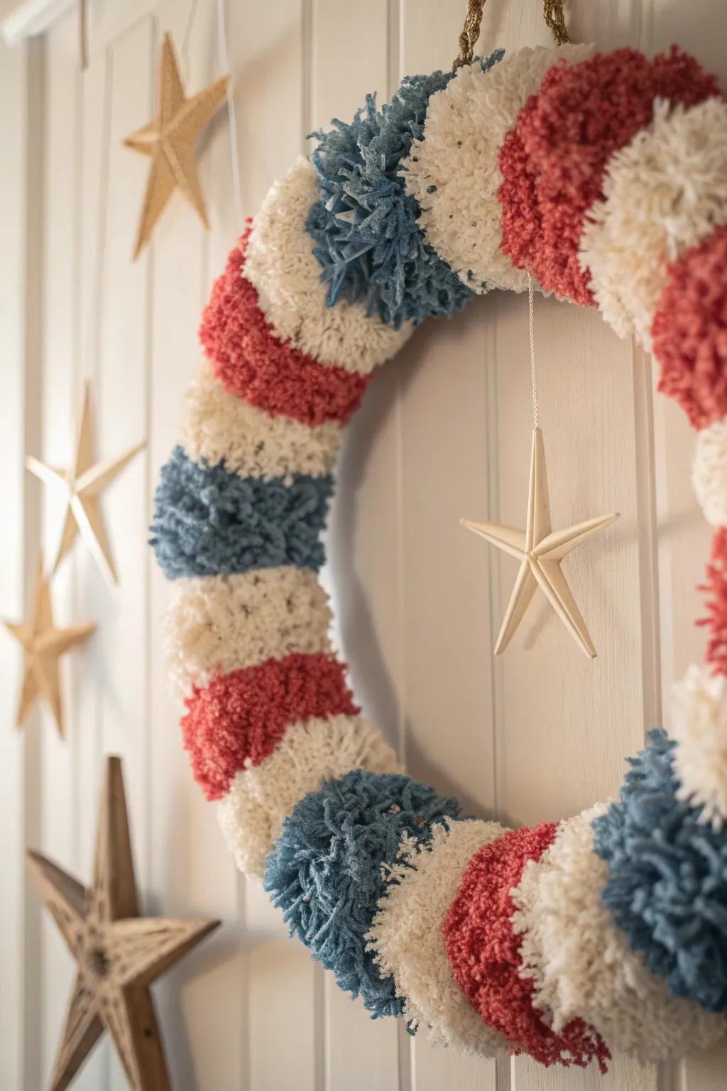 Celebrate the 4th of July with a touch of elegance and simplicity through this handcrafted loop yarn wreath.
