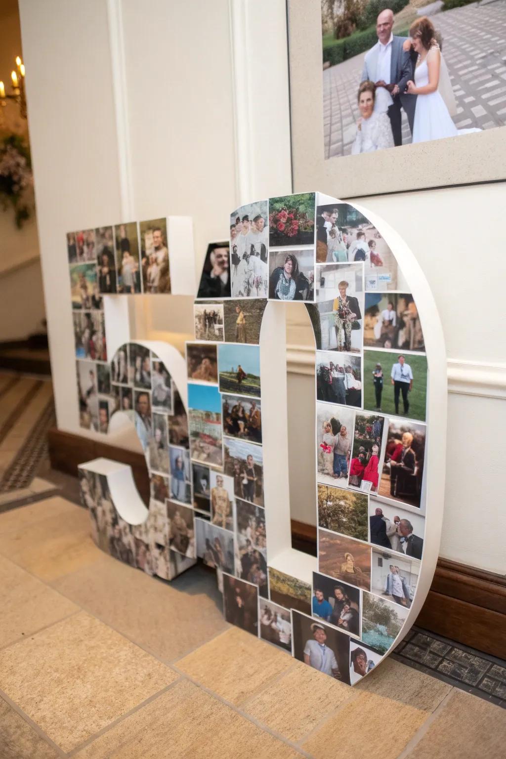 A personalized photo collage is a nostalgic centerpiece.