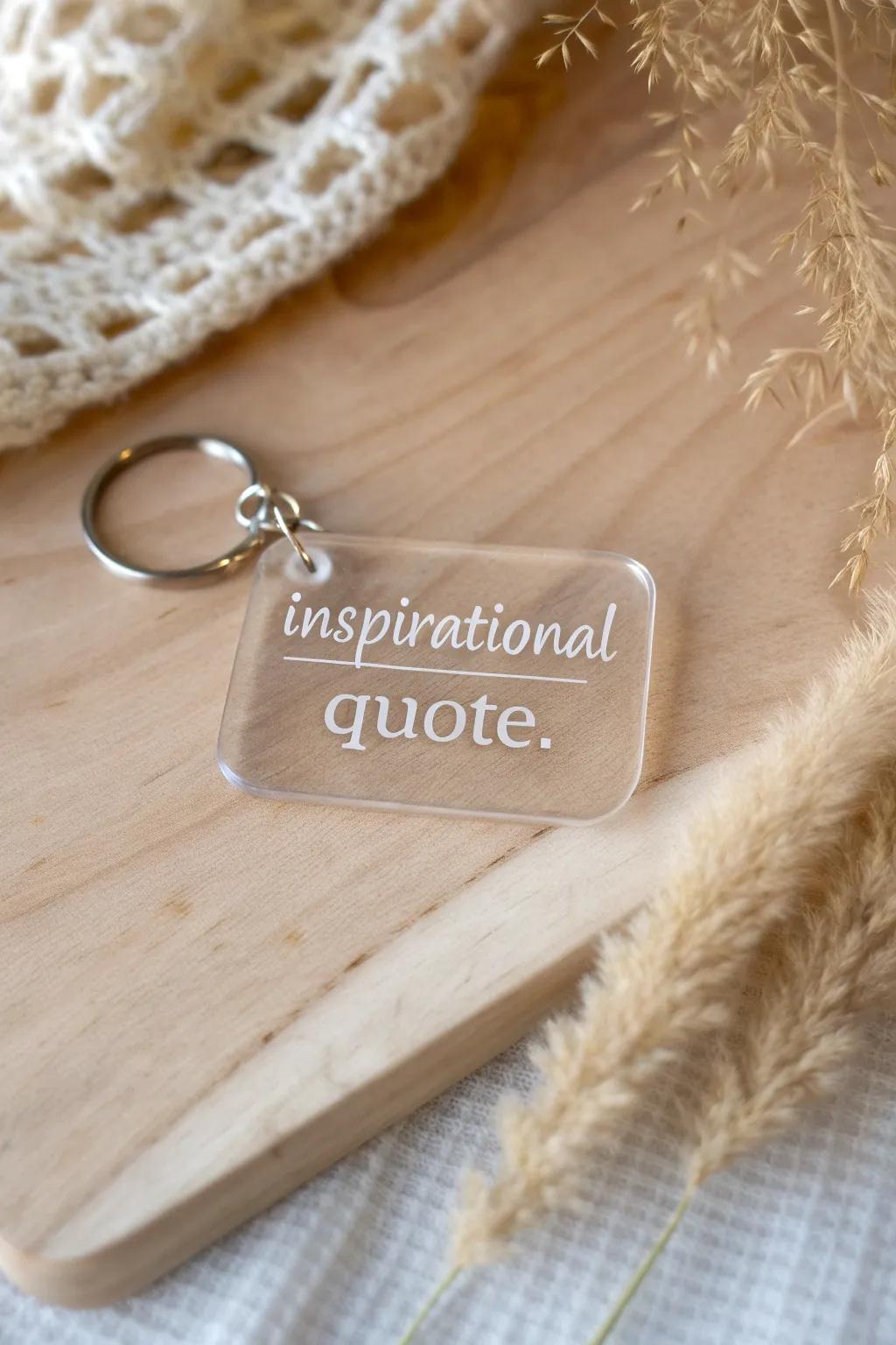 Carry inspiration wherever you go with this elegantly crafted keychain. A minimalist touch for your daily motivation.