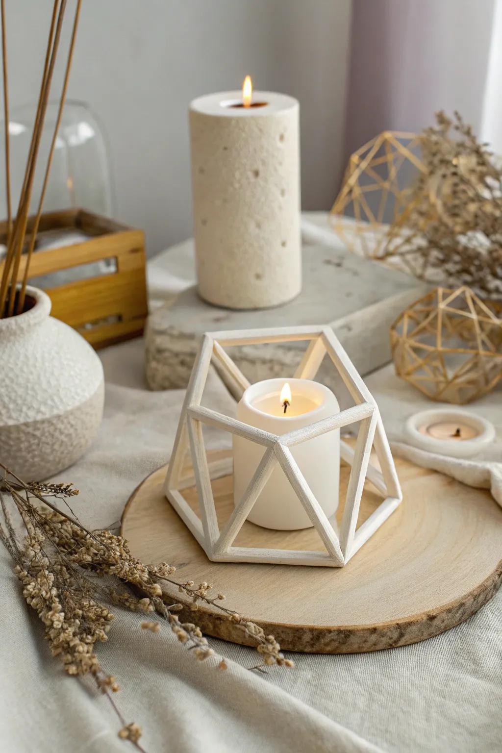 Elevate your space with the elegance of geometric candle holders, where minimalist design meets chic metallic accents.