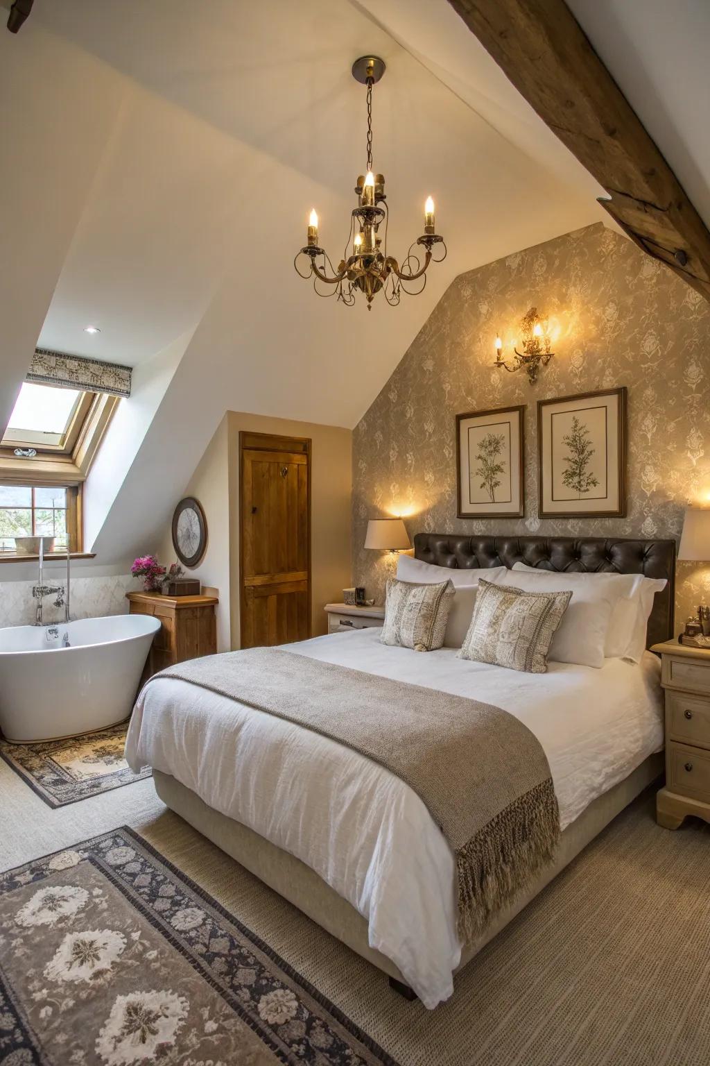 A welcoming guest suite tucked away in the attic.