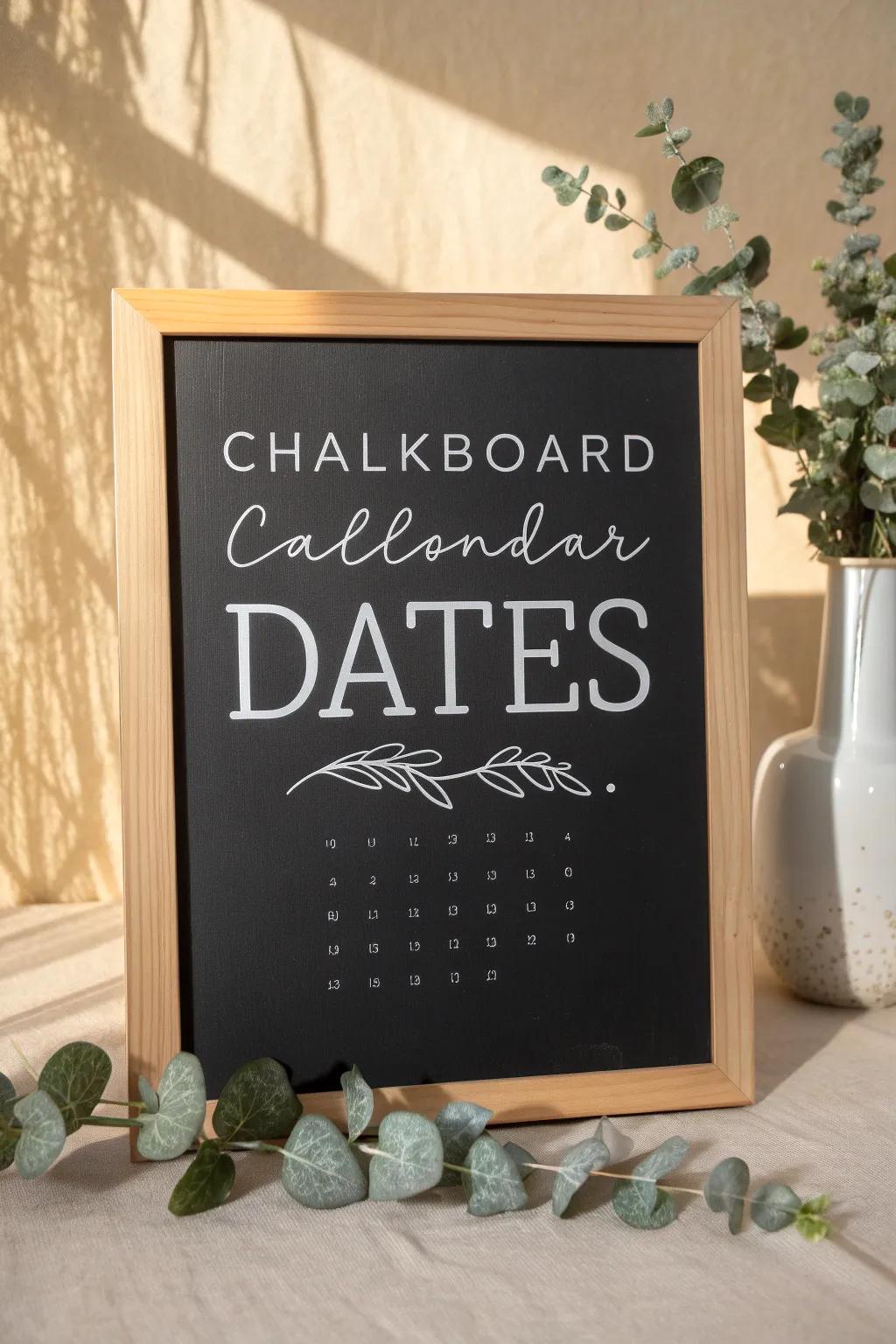 Embrace the charm of chalk: Transform your calendar with elegant simplicity and a cozy vintage vibe.