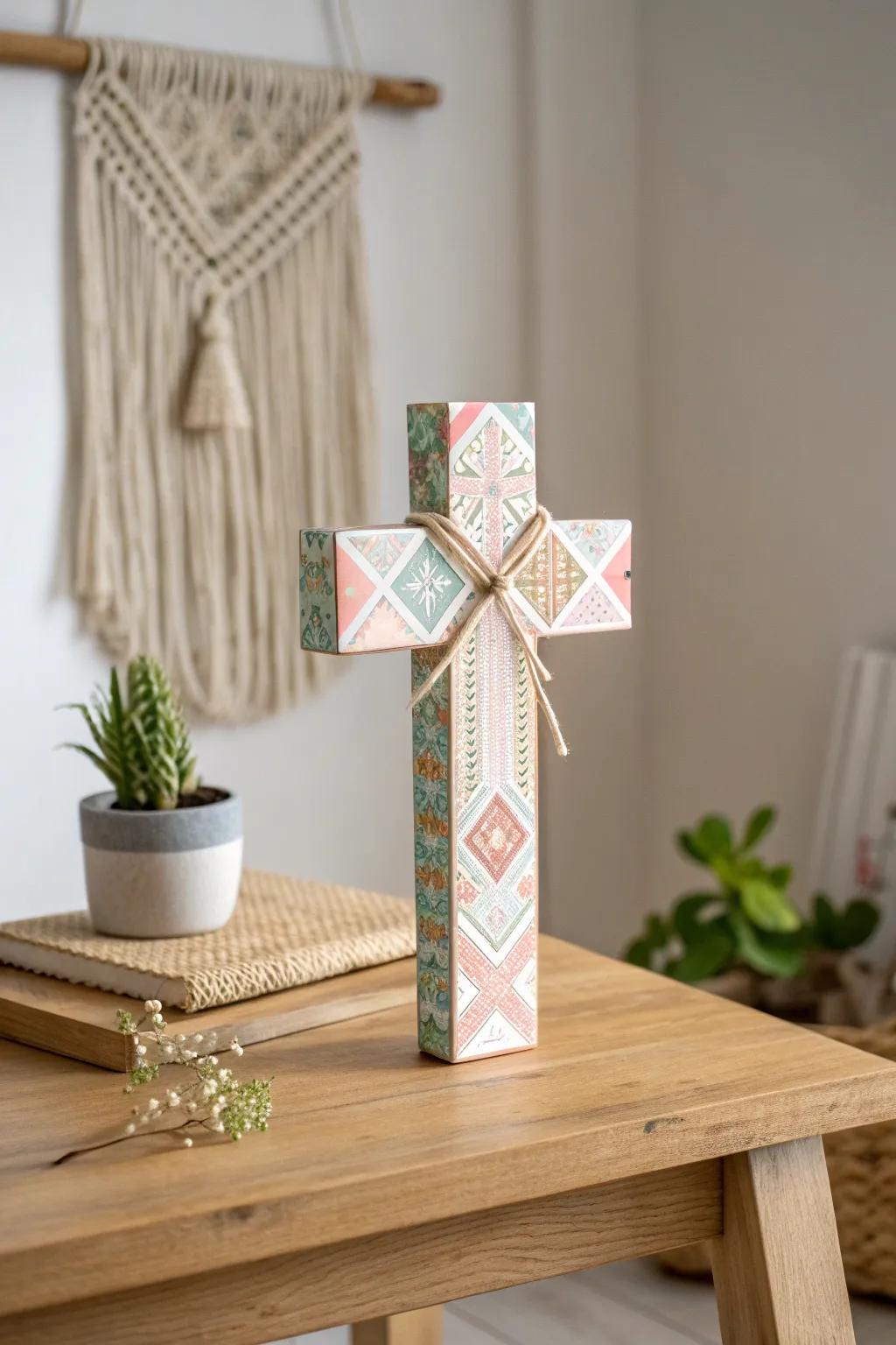 Embrace the art of simplicity with this beautifully crafted paper cross – a vibrant symbol of faith and creativity.