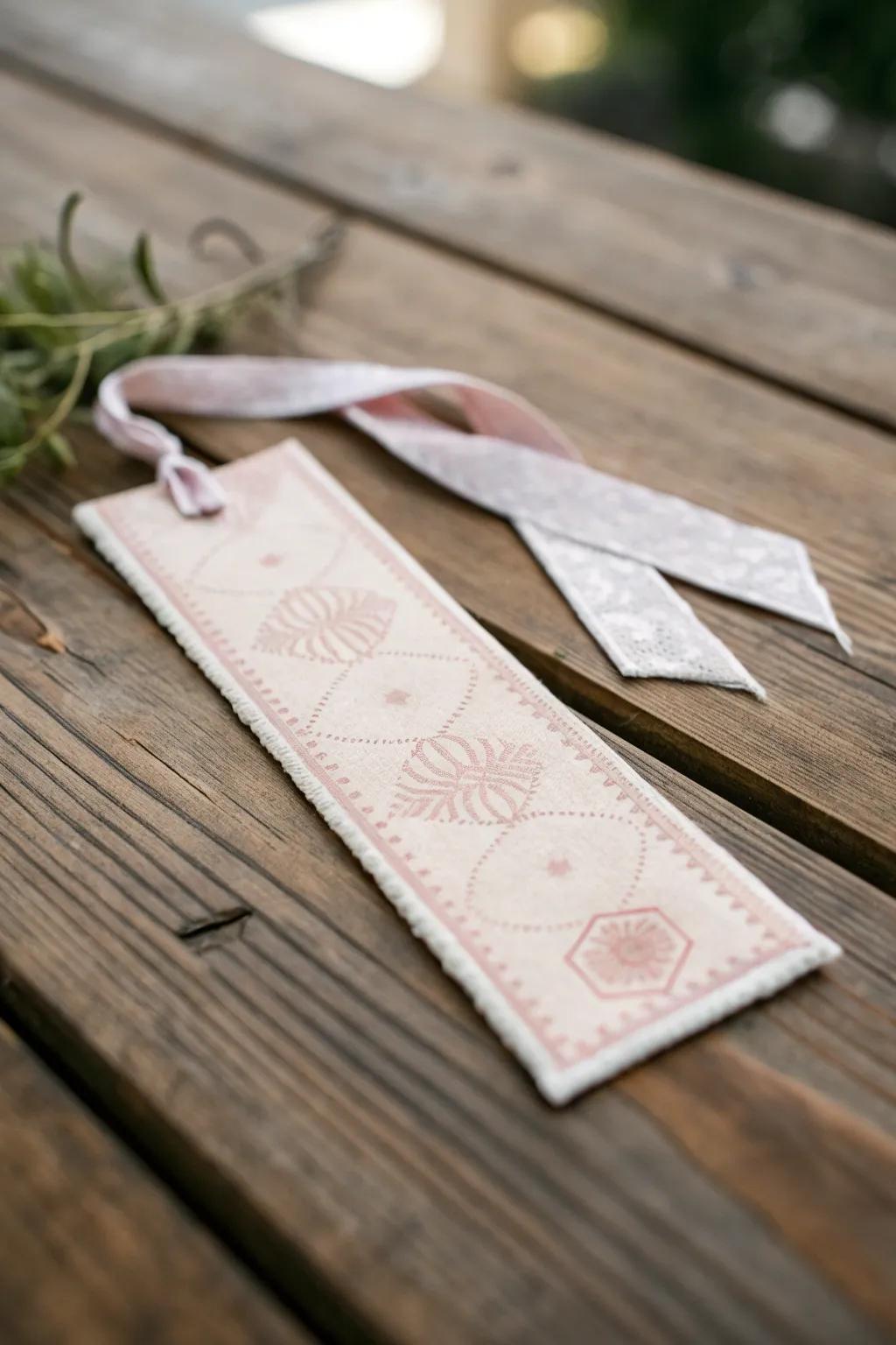 Crafted with love: A minimalist fabric bookmark for your cozy reading moments.