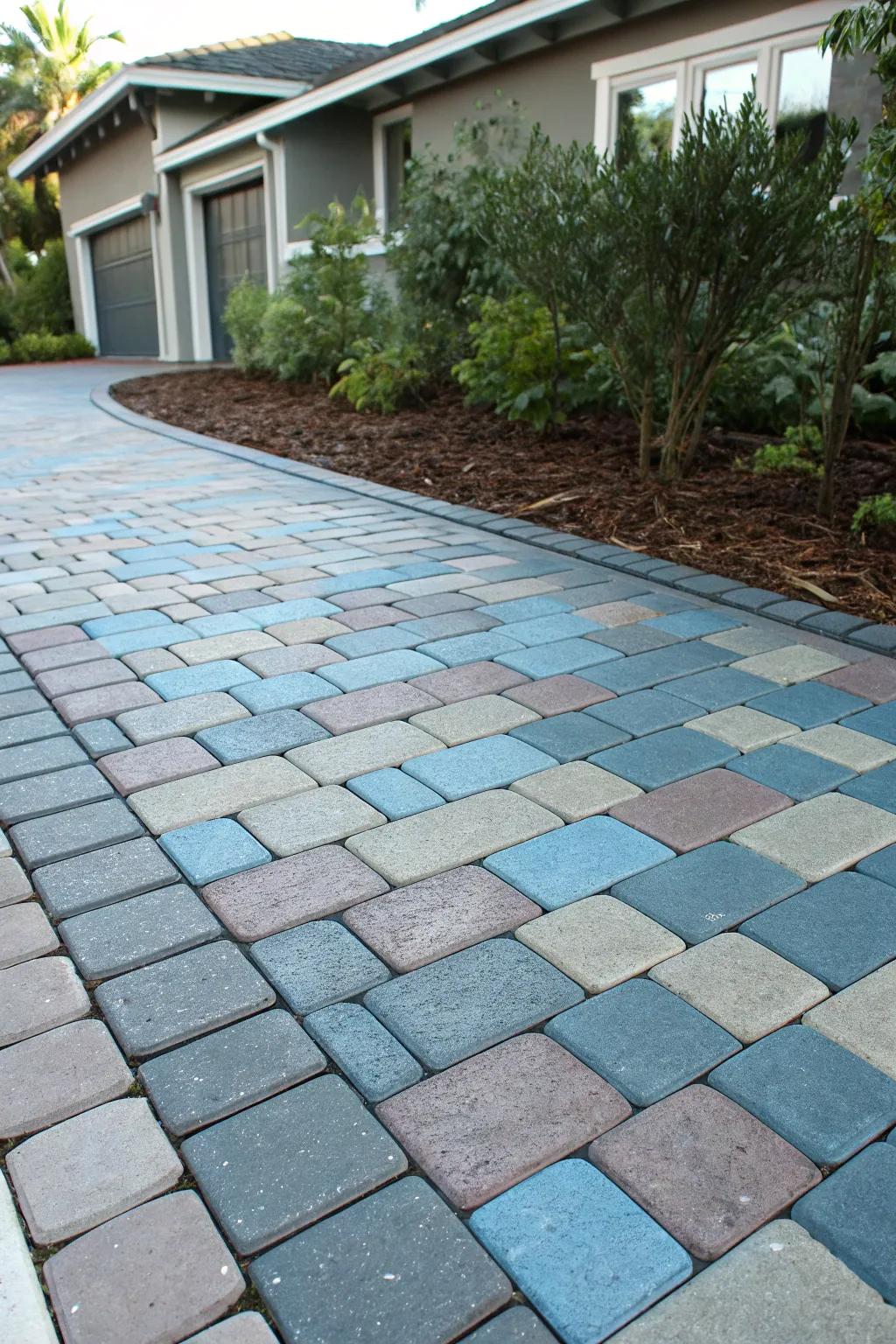 Discover the allure of modern craftsmanship with unexpected brick colors that redefine driveway elegance.