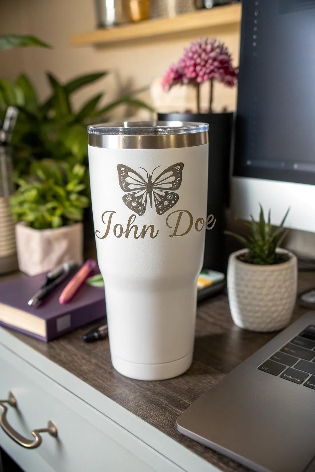 Make it your own with a personalized butterfly tumbler that speaks to you.