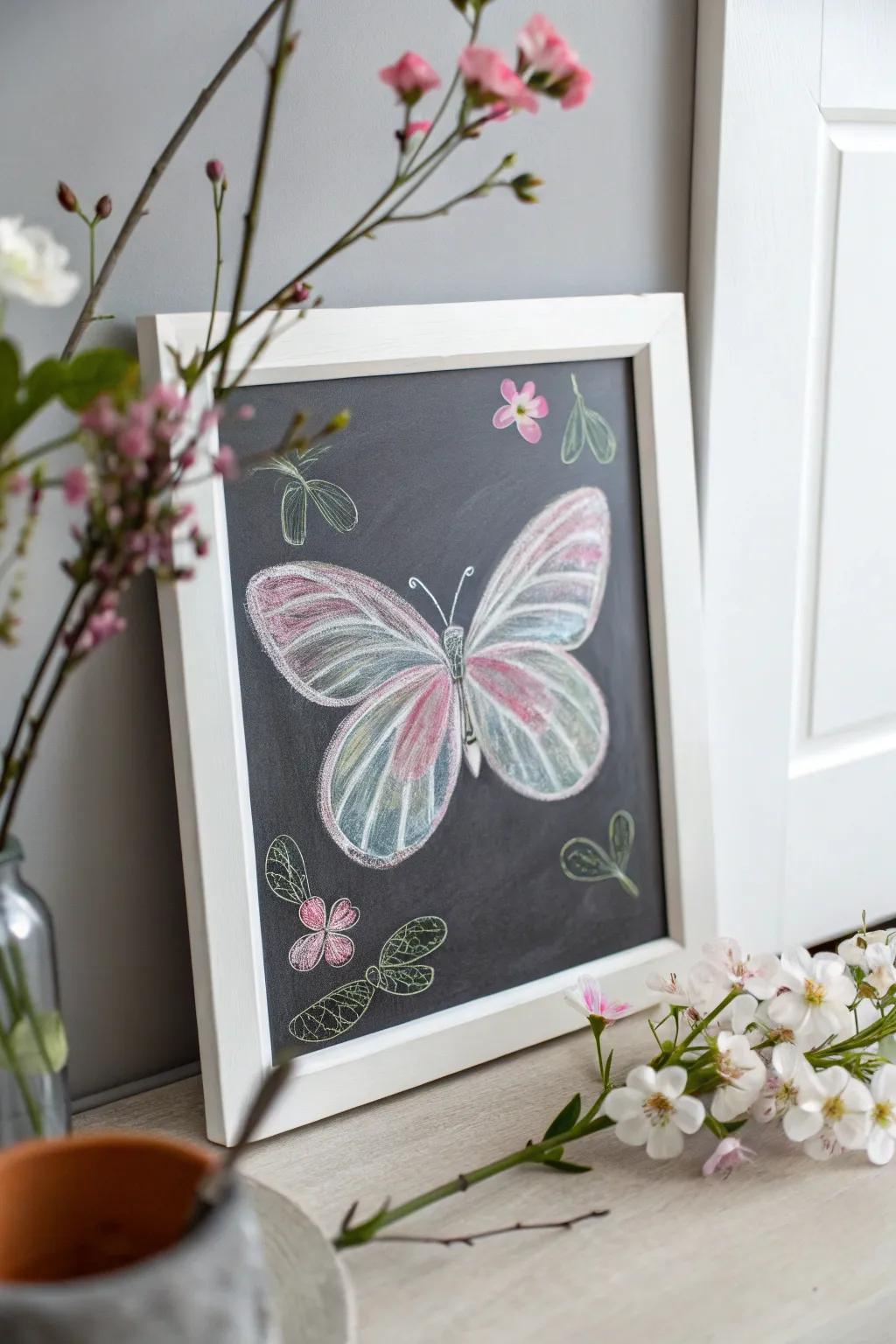 Bring the outdoors in with elegant chalk art inspired by nature's beauty.