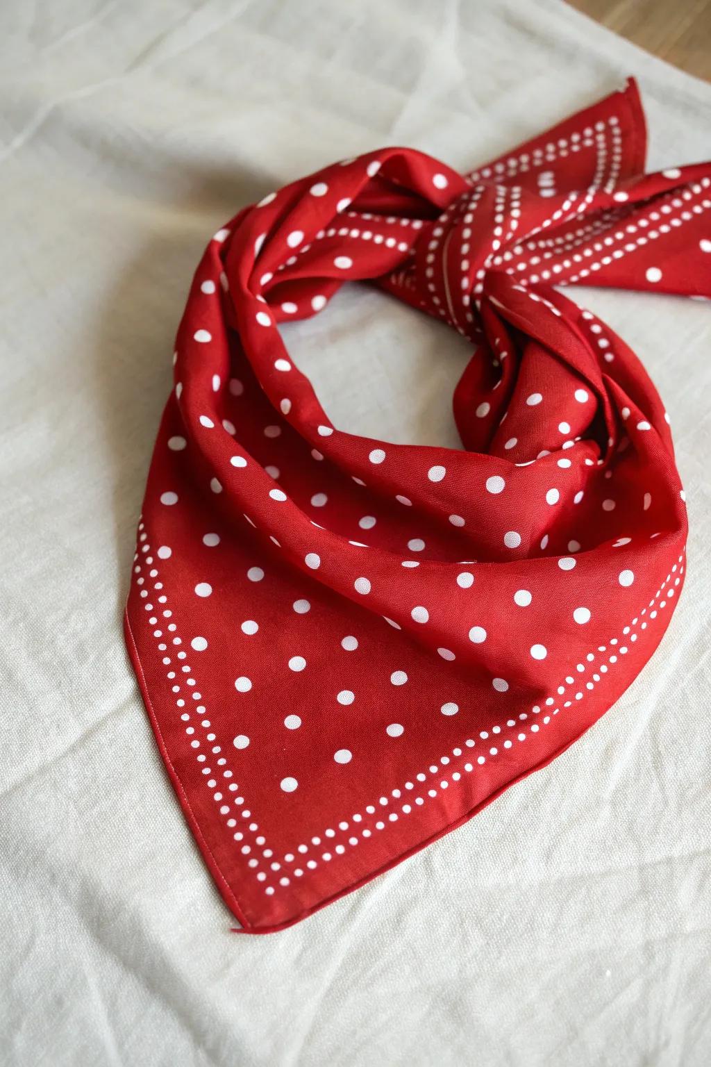 Empower your look with a touch of vintage charm: the iconic polka dot bandana.