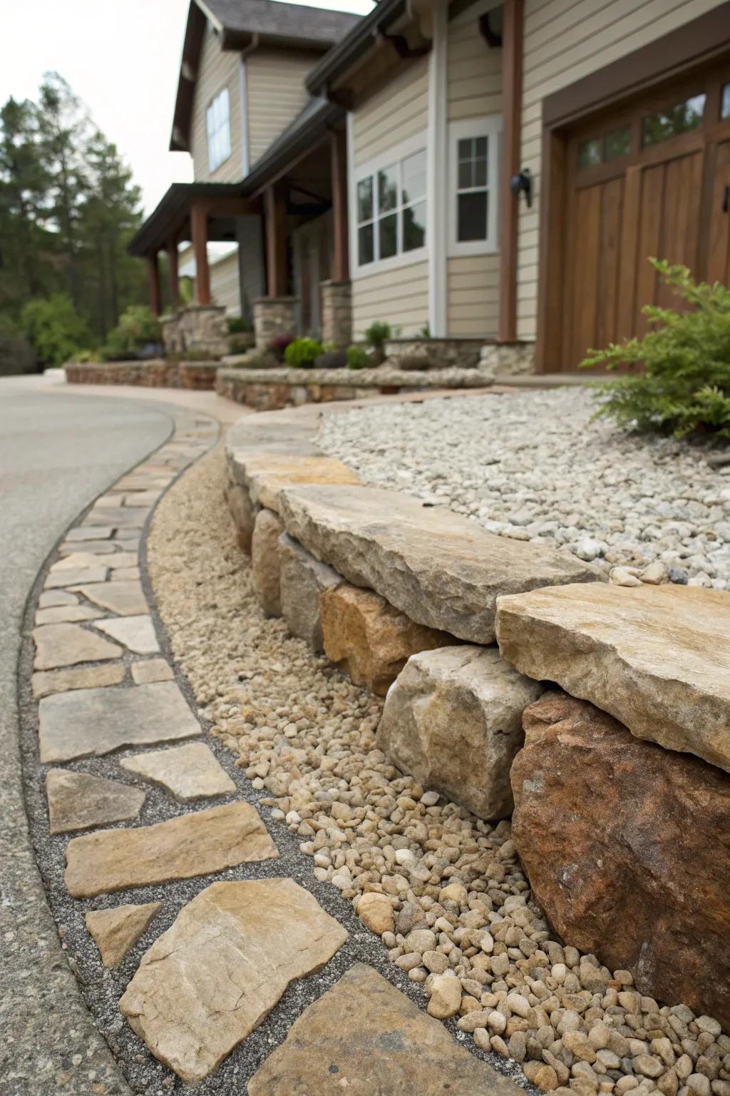 Elevate your driveway with expertly layered crushed stones, where craftsmanship meets natural beauty.