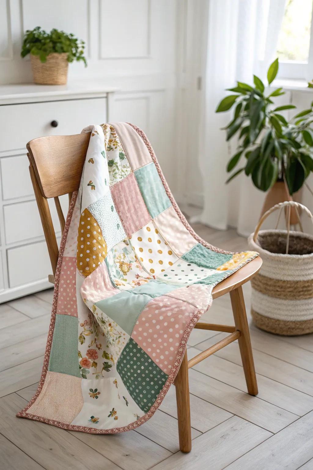 Wrap your little one in memories with this charming patchwork quilt, where simplicity meets warmth.