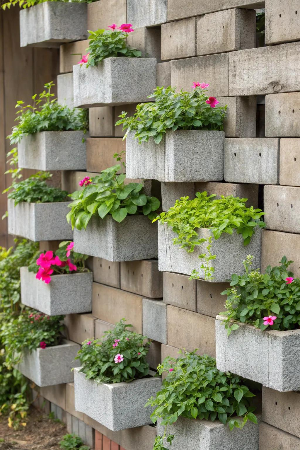 Transform your space with a stunning cinder block vertical garden wall—where industrial meets nature.