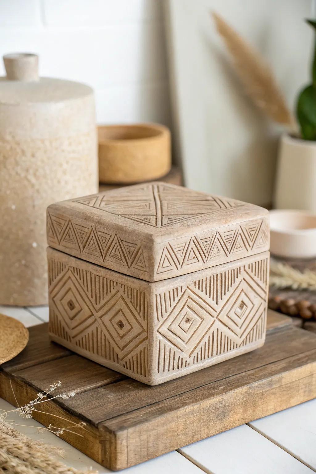 Elevate your space with the elegance of geometric clay artistry.