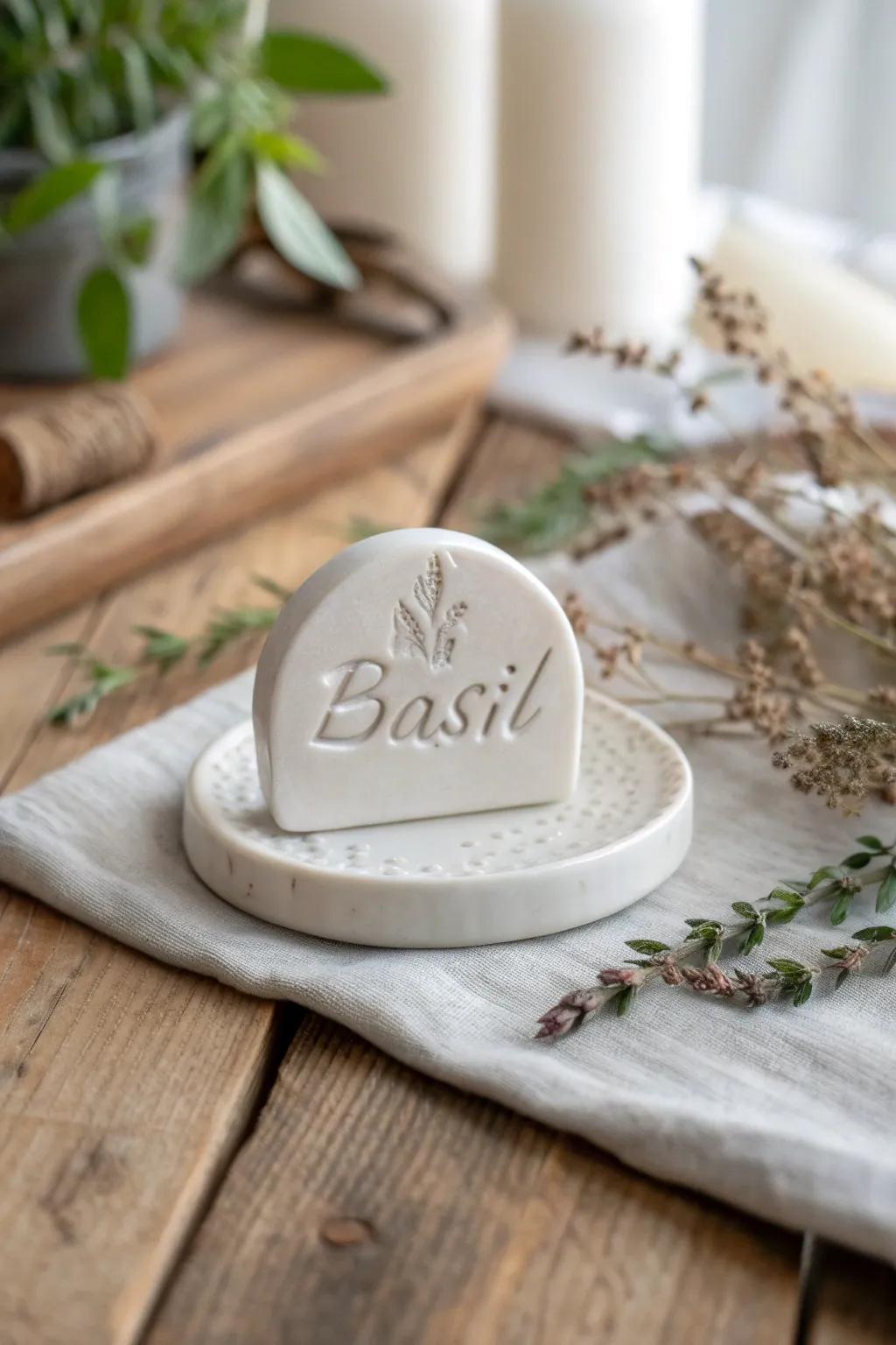 Add a personal touch to your garden with handcrafted clay herb markers.