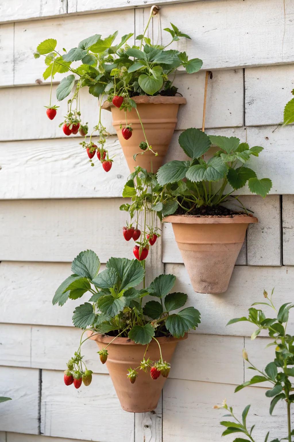 Elevate your space with a stunning vertical strawberry garden, where simplicity meets natural elegance.