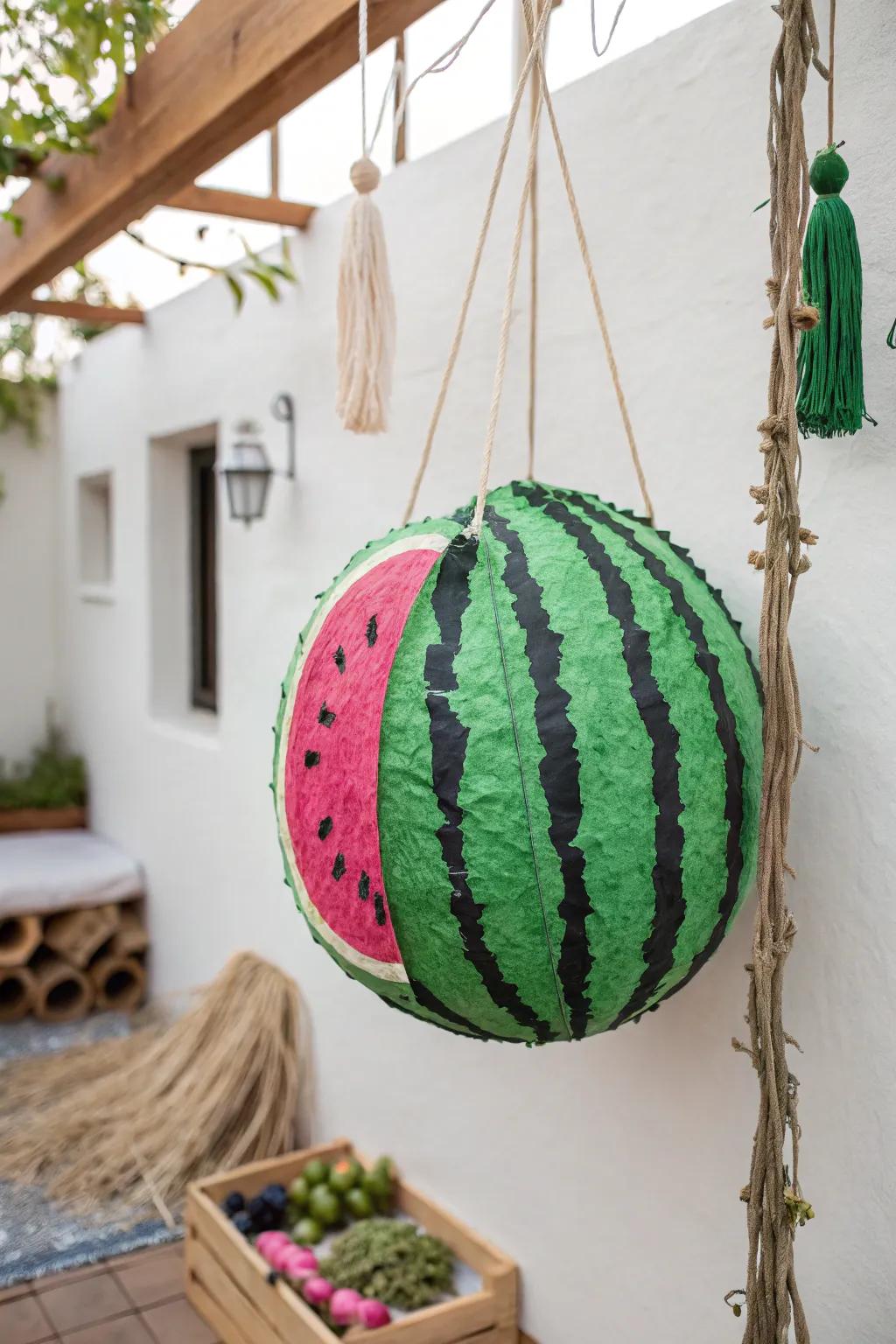 Add a splash of summer fun to your party with this chic watermelon piñata!
