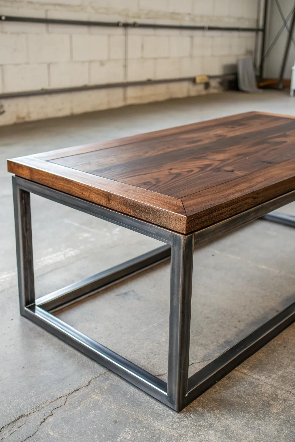 Elevate your space with this handcrafted industrial coffee table—where metal meets wood in perfect harmony.