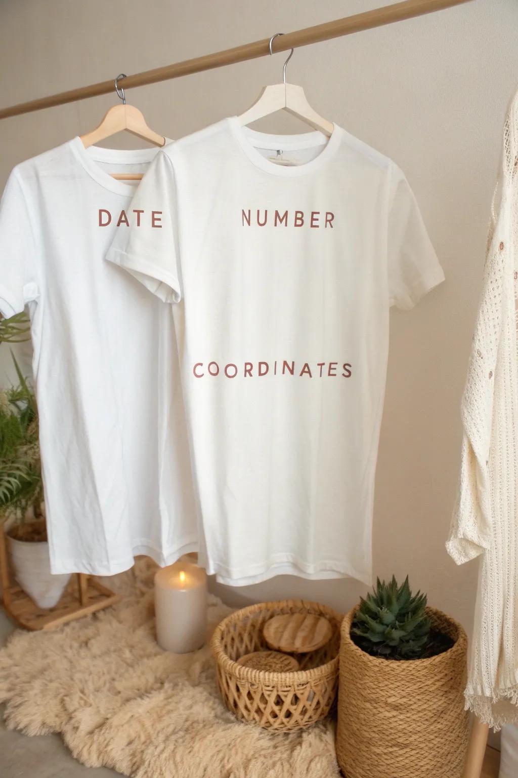 Celebrate love with meaningful numbers beautifully embroidered on minimalist tees.
