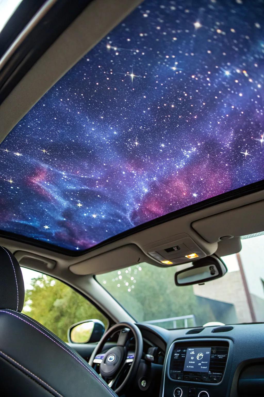 Transform your drive with a handcrafted galaxy headliner, where every journey feels like a starry adventure.