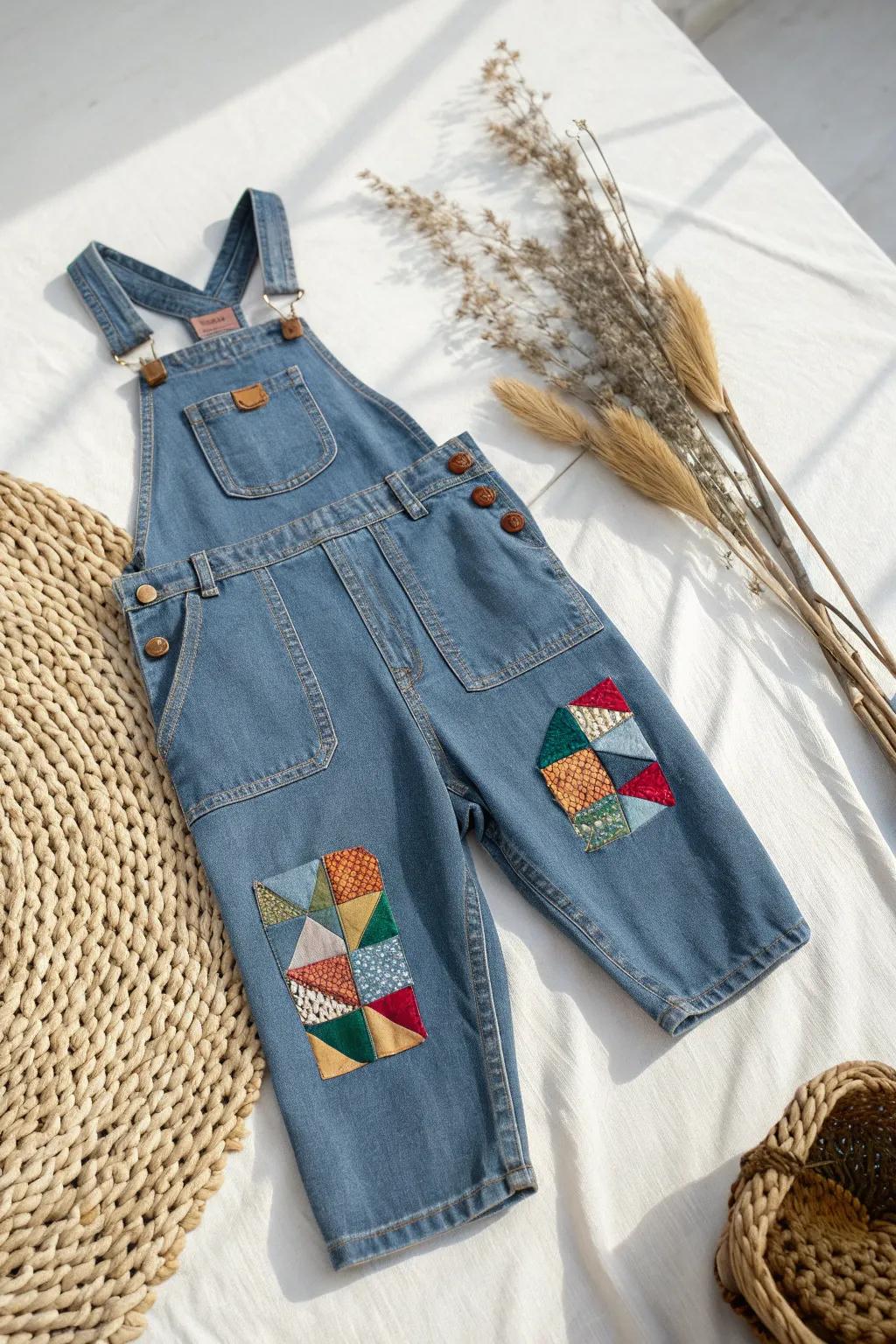 Elevate your Halloween look with this charming denim overall costume, perfect for those who appreciate minimalist style with a boho twist.