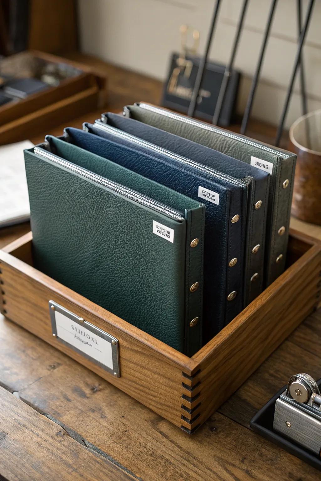Elevate your organization game with these artisanal labeled folders. Perfect for the discerning craftsman.