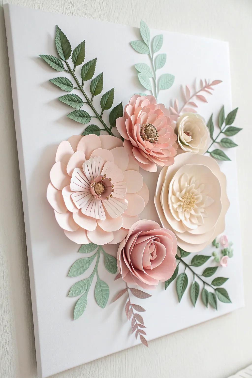 Bring the outdoors in with this nature-inspired papercraft wall art, where simplicity meets elegance.