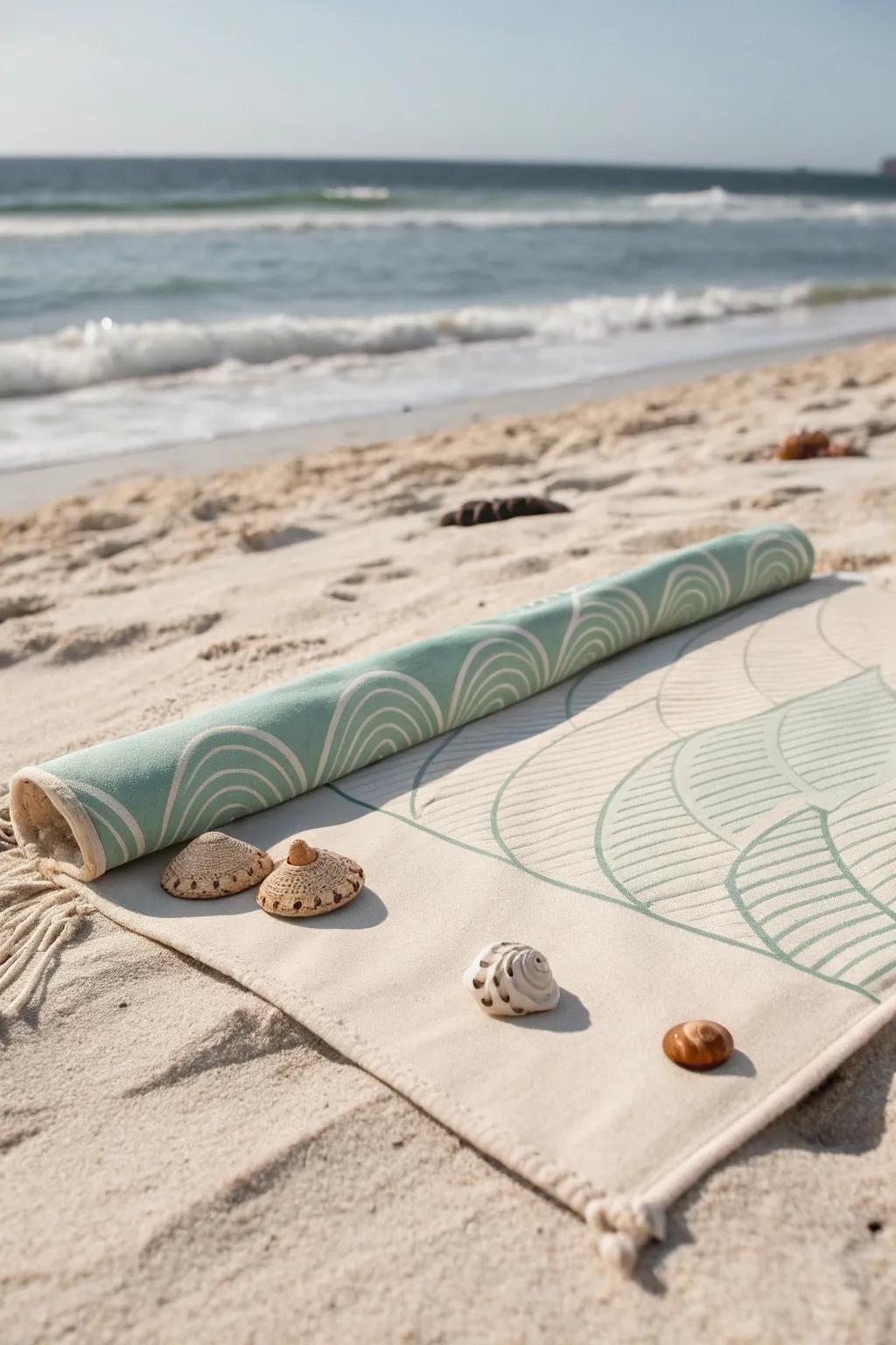Embrace beach days with style and simplicity – a roll-up game mat that combines minimalist design with natural charm.