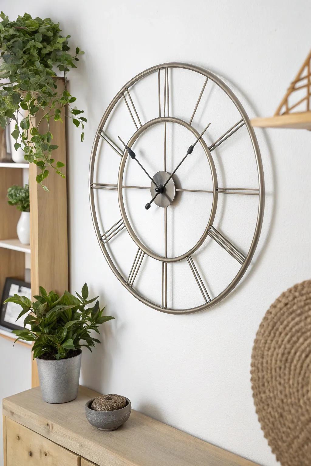 Embrace the art of simplicity with this minimalist metal clock that effortlessly enhances any space.