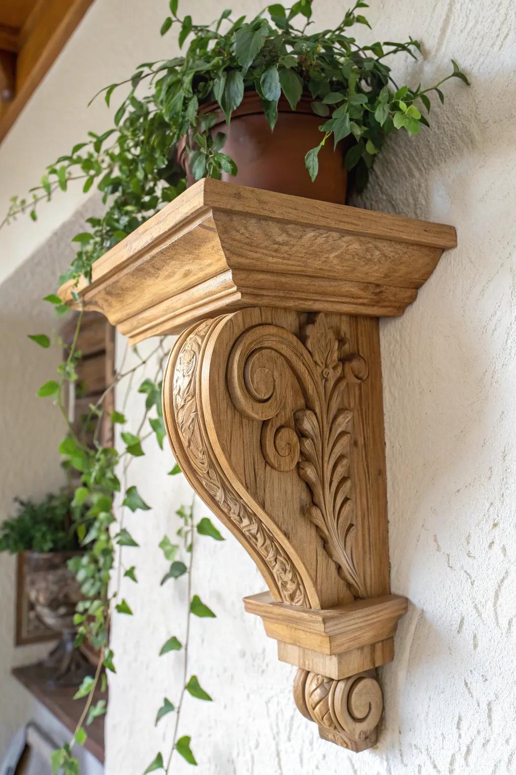 Elevate your indoor garden with handcrafted corbel plant holders, where elegance meets nature.