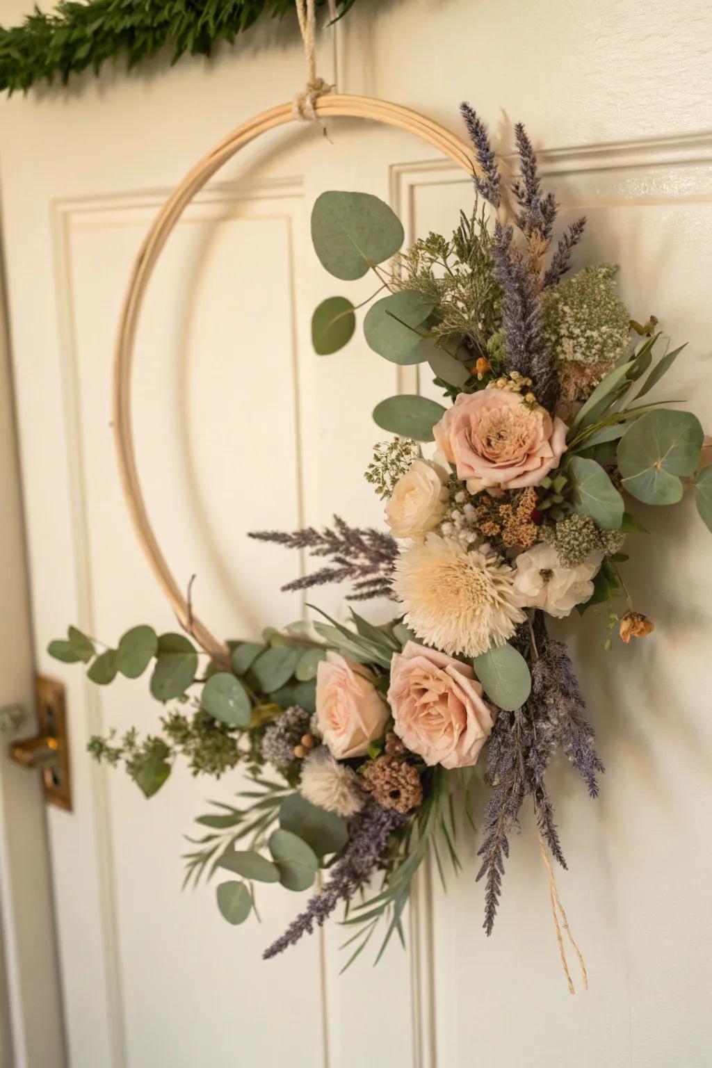 Craft your story in blooms: A wreath that whispers elegance and simplicity.
