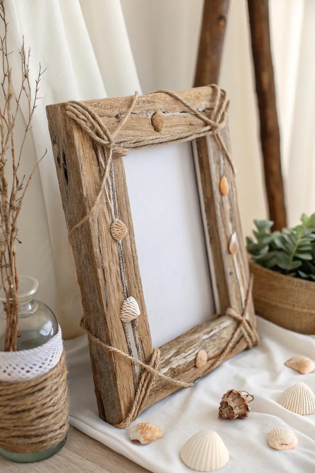 Capture cherished memories with a touch of nature's elegance. 🌿📸 #DIYPhotoFrame #ScandiBohoStyle