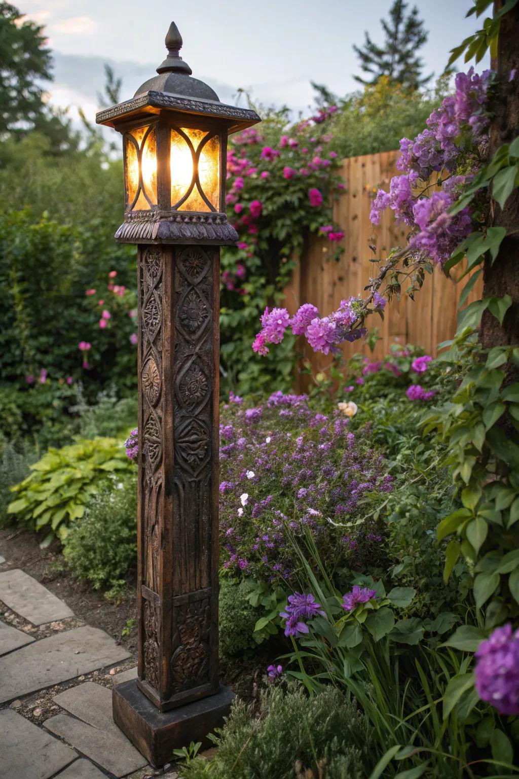 Illuminate your garden with artisanal charm and floral elegance.