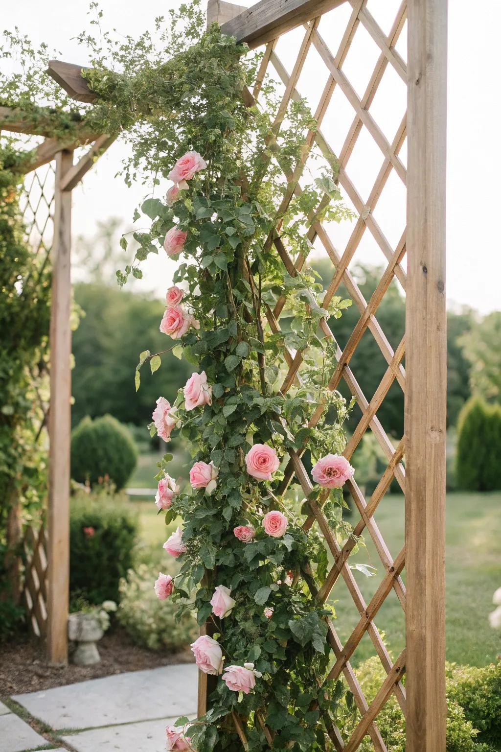 Transform your garden with a touch of elegance: Let nature weave through a beautifully crafted lattice.