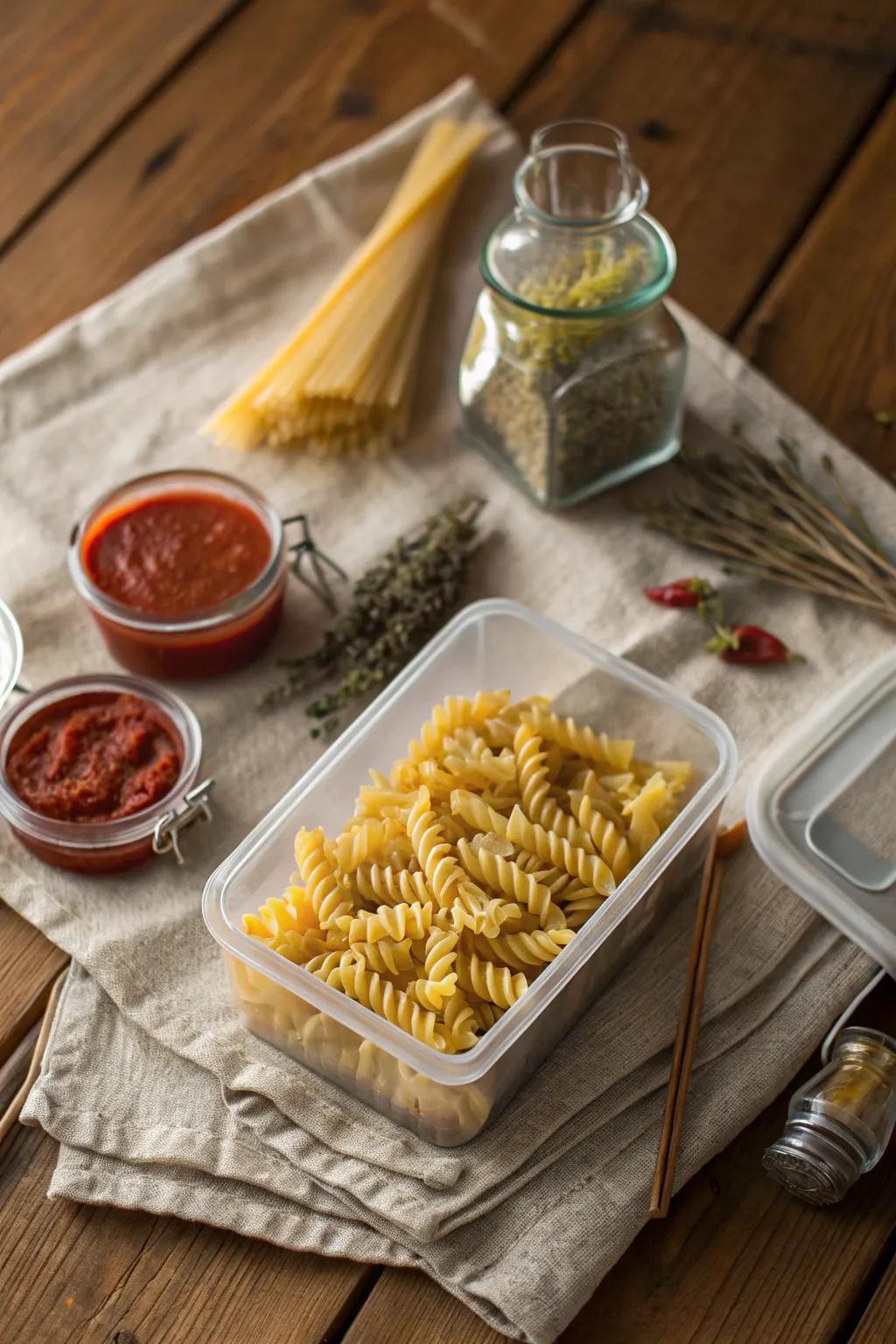 Craft your own Italian escape with this Portable Pasta Pack—perfect for the on-the-go gourmet.